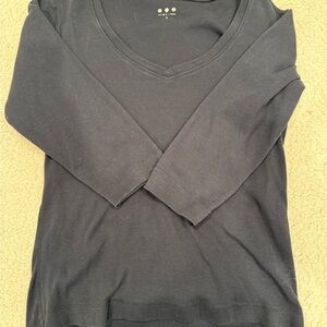 Three Dots Black Long Sleeve Tee